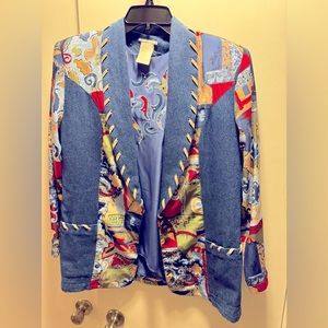 Unique 2-piece top with blazer in western print